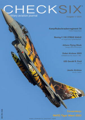 CHECKSIX Issue 1/2024 cover featuring a Eurofighter EF-2000 in a special tiger paint scheme